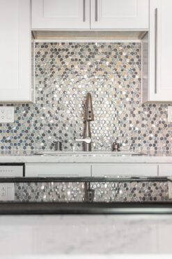 Blue Gray Hexagon Glass Marble Mosaic Tile BA62026 1