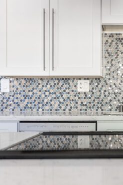 Blue Gray Hexagon Glass Marble Mosaic Tile BA62026 2