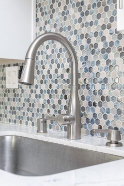 Blue Gray Hexagon Glass Marble Mosaic Tile BA62026 3