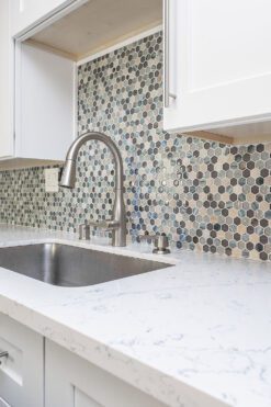 Blue Gray Hexagon Glass Marble Mosaic Tile BA62026 6