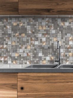 Copper gray metal glass backsplash tile BA62010