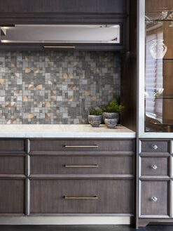 Dark Brown Cabinet Copper Backsplash Tile BA62010