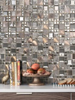 Glass and metal copper gray color backsplash tile BA62010 thumb