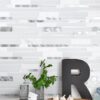 White Interlocking Marble Glass Metal Backsplash Tile BA62032