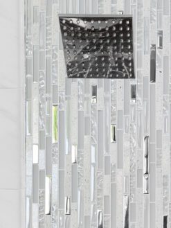 white quartz glass mosaic tile shower design BA62038