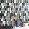 Gray Blue Silver Glass Marble Mosaic Backsplash Tile BA1191