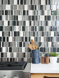 Gray Blue Silver Glass Marble Mosaic Backsplash Tile BA1191