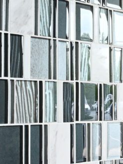 Gray Blue Silver Glass Marble Mosaic Backsplash Tile BA1191 4
