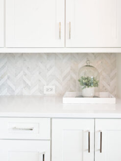 White modern marble chevron mosaic backsplash tile 1 BA631613