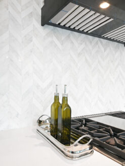 White modern marble chevron mosaic backsplash tile 4 BA631613