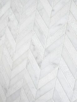 White modern marble chevron mosaic backsplash tile BA631613