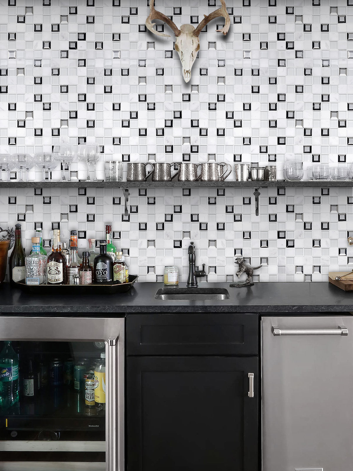 Bar Design Modern Glass Marble Backsplash Tile BA62047
