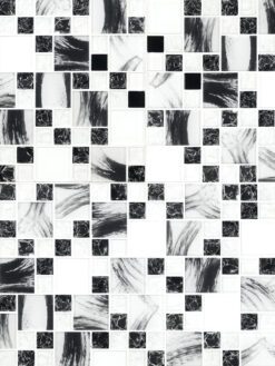 Black White Glass Mosaic Backsplash Tile BA64002