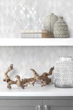 Gray Cabinet White Countertop And Backsplash