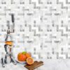 Modern White Metal Marble Glass Backsplash Tile BA1215