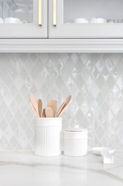 White Backsplash Tile Quartz White Countertop