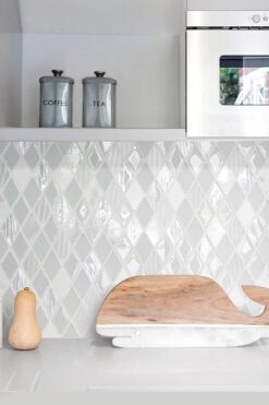 White Unique Glass Marble Kitchen Backsplash Tile Ba62046 3