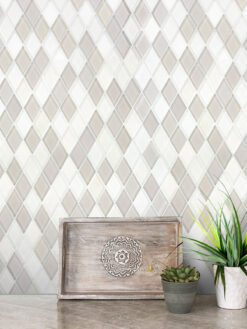 Beige Glass Rhomboid Design Kitchen Backsplash Tile