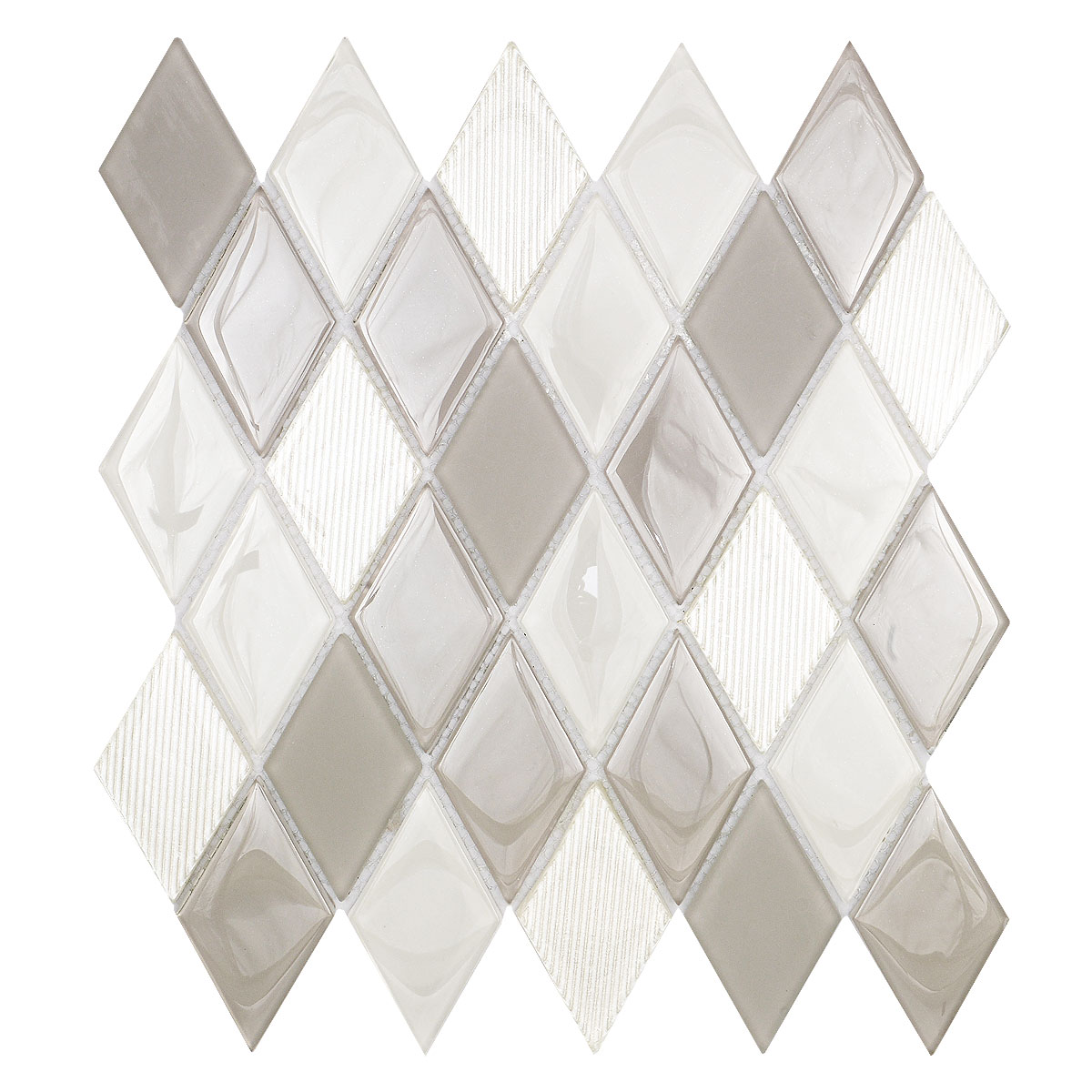 Beige Glass Rhomboid Design Kitchen Backsplash Tile