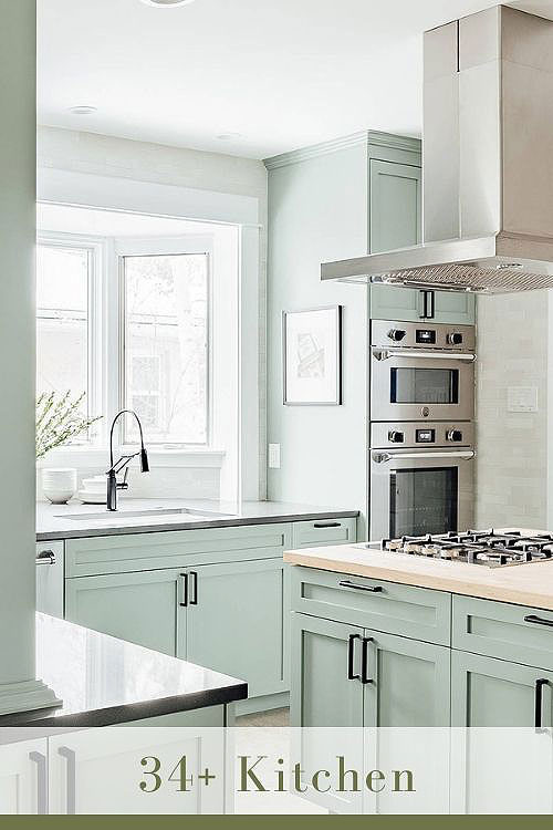 green kitchen cabinets