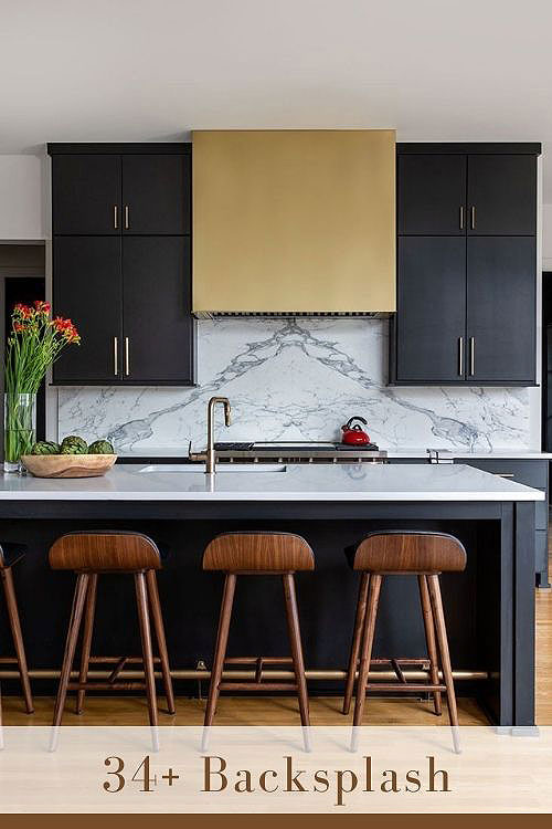 Dark Cabinets With White Backsplash 1