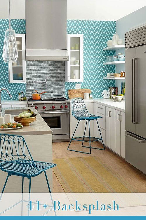 Blue and White Backsplash