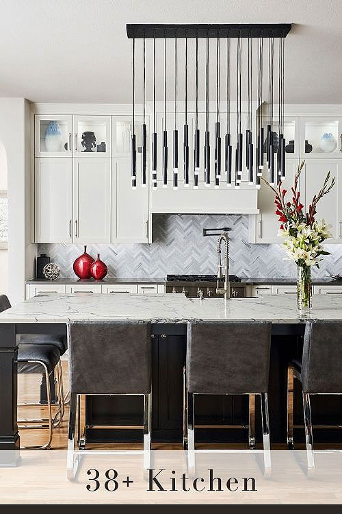 White Cabinets with Marble Backsplash