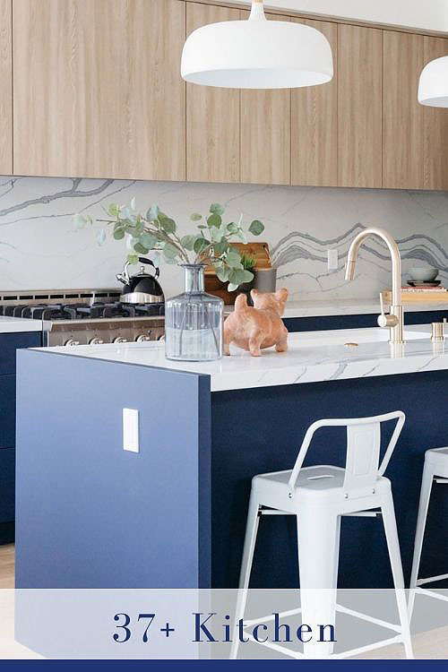 Backsplash for Blue Cabinets