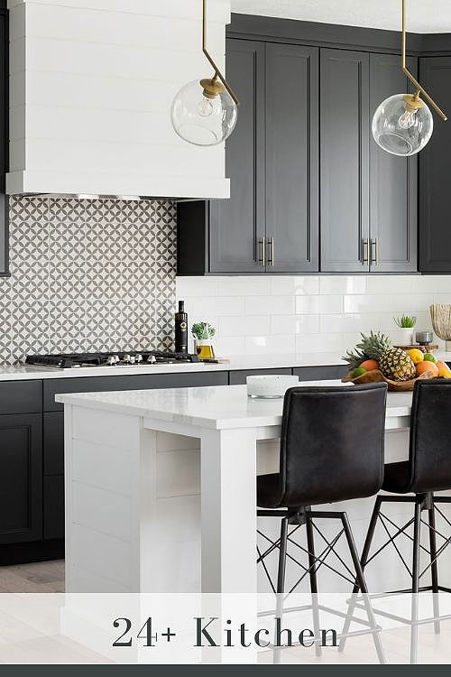 Black Cabinets with Brass Hardware