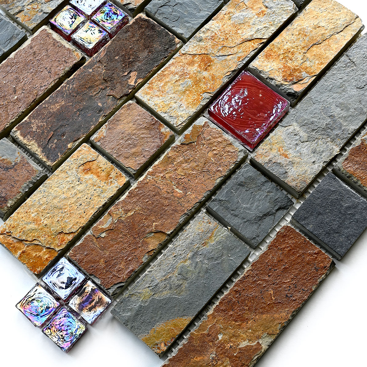 Rustic Brown Slate Burgundy Glass Backslash 7