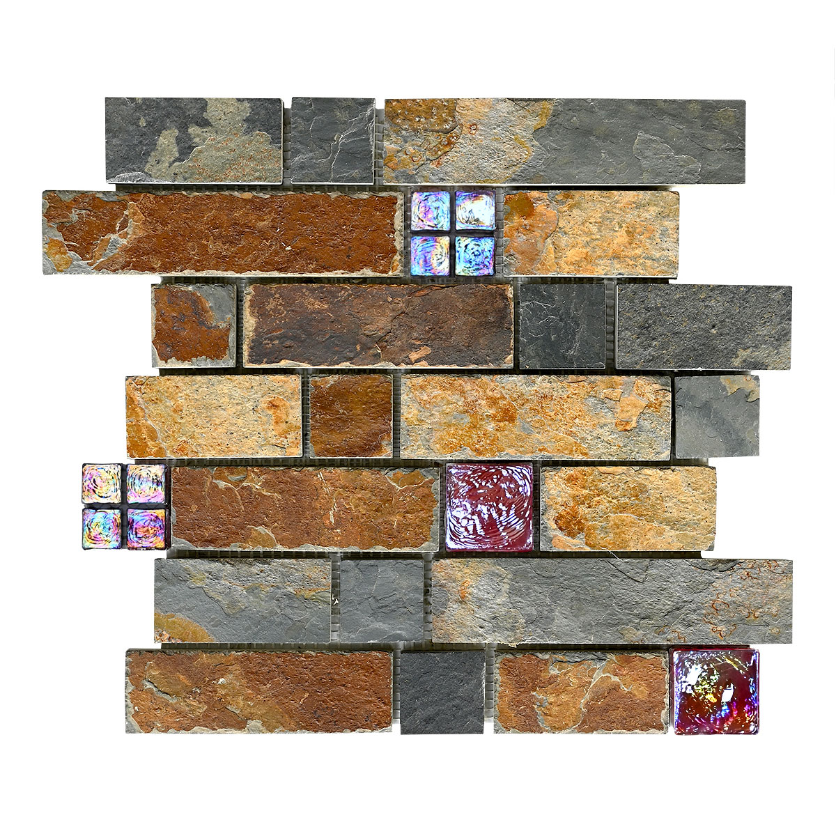 Rustic Brown Slate Burgundy Glass Backslash