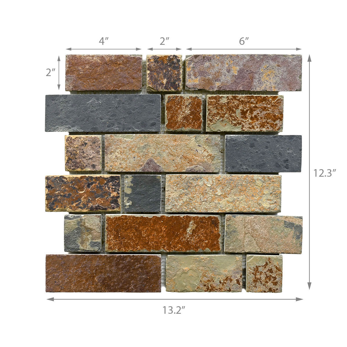 Rusty brown slate stone subway mosaic backsplash tile BA1063 7