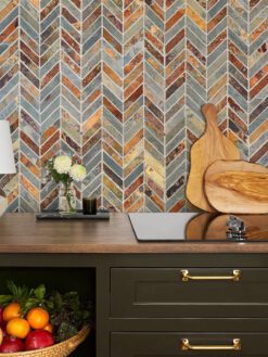 Brown Cabinet Rusty Chevron Slate Wall Tile BA1065