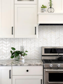 Gray Countertop White Gray Gold Chevron Marble Tile BA6311