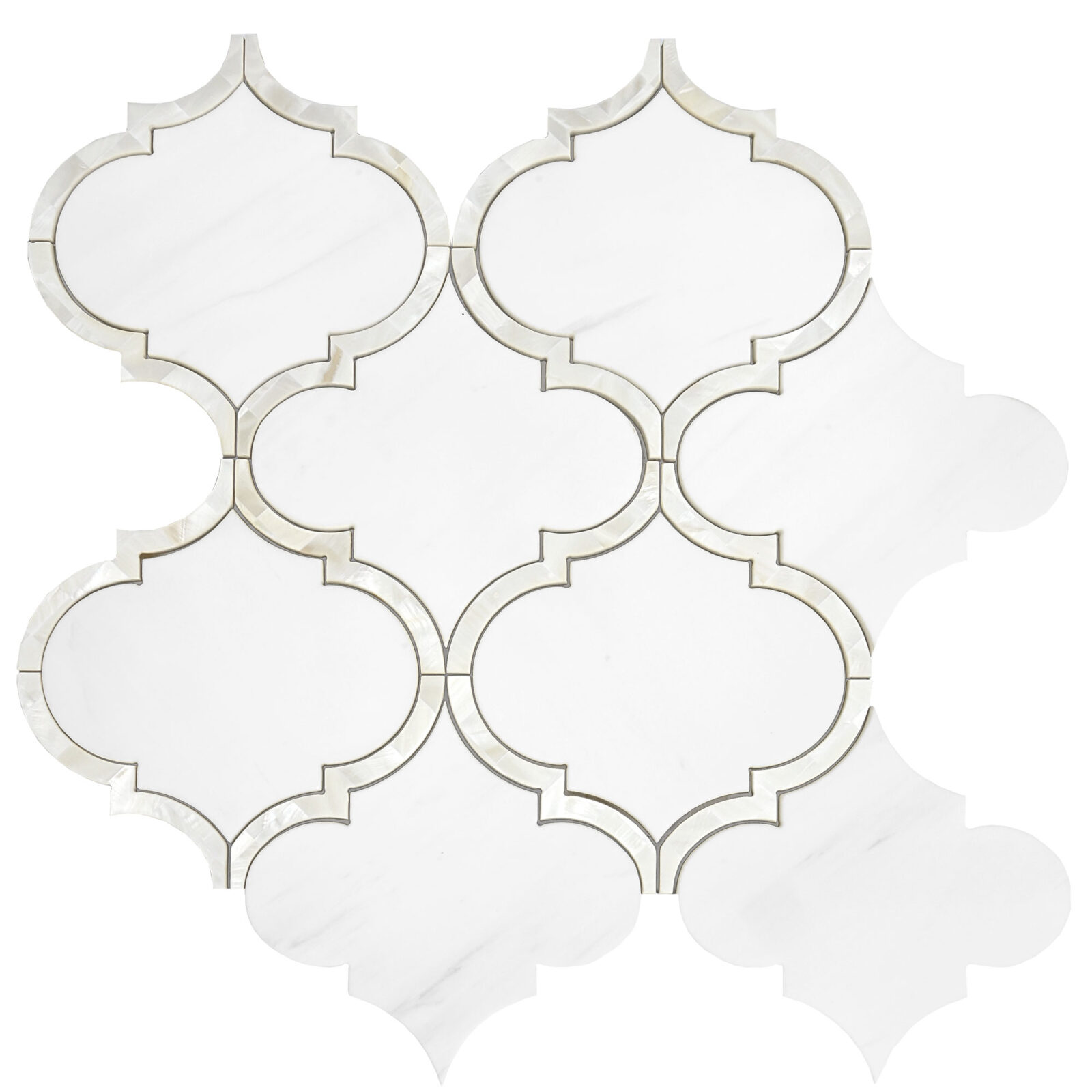 Mother of Pearl Waterjet White Mosaic Backsplash Tile BA7008 12
