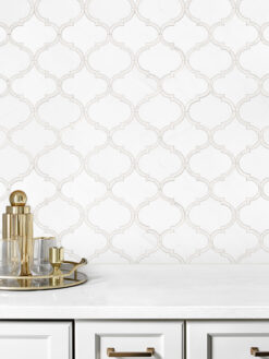 Mother of Pearl Waterjet White Mosaic Backsplash Tile BA7008