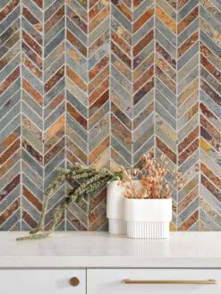 Rustic brown gray slate chevron mosaic backsplash tile BA1065 item