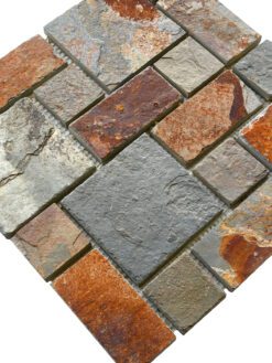 Rustic rusty brown slate stone mosaic tile backsplash BA1064 2