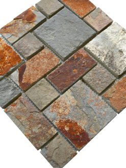 Rustic rusty brown slate stone mosaic tile backsplash BA1064 4