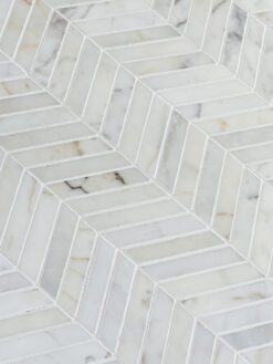 Warm Gold White Gray Chevron Mosaic Backsplash Tile BA6312 1