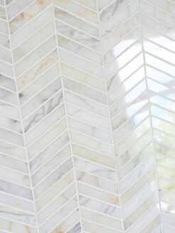Warm Gold White Gray Chevron Mosaic Backsplash Tile BA6312 2