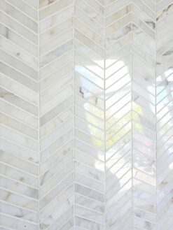 Warm Gold White Gray Chevron Mosaic Backsplash Tile BA6312 3