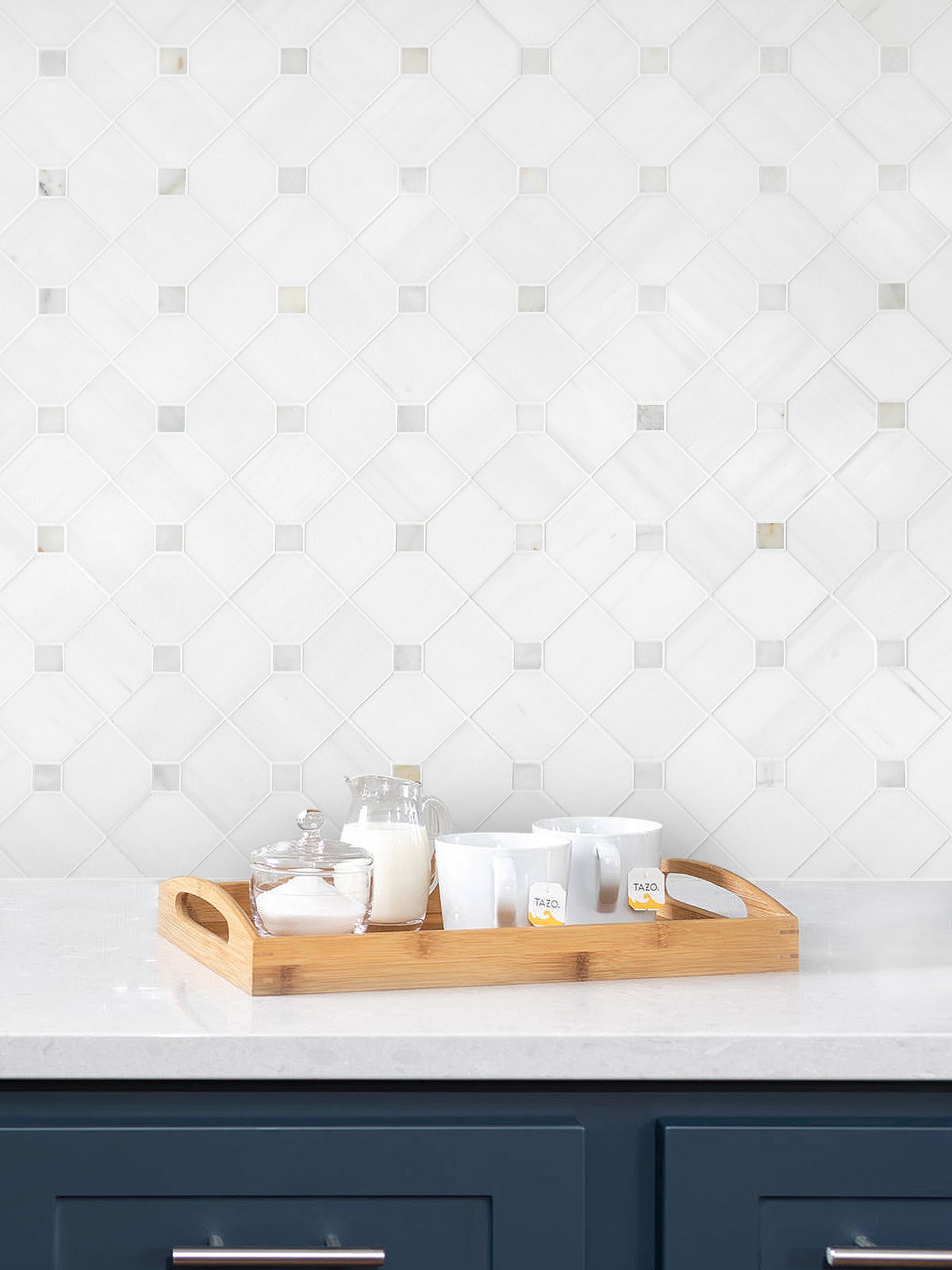 White Gray Dot Marble Mosaic Backsplash Tile BA6304
