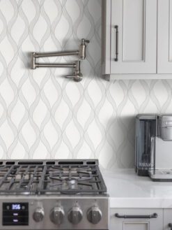 White Gray Waterjet Luxury Mosaic Backsplash Tile BA7006 1