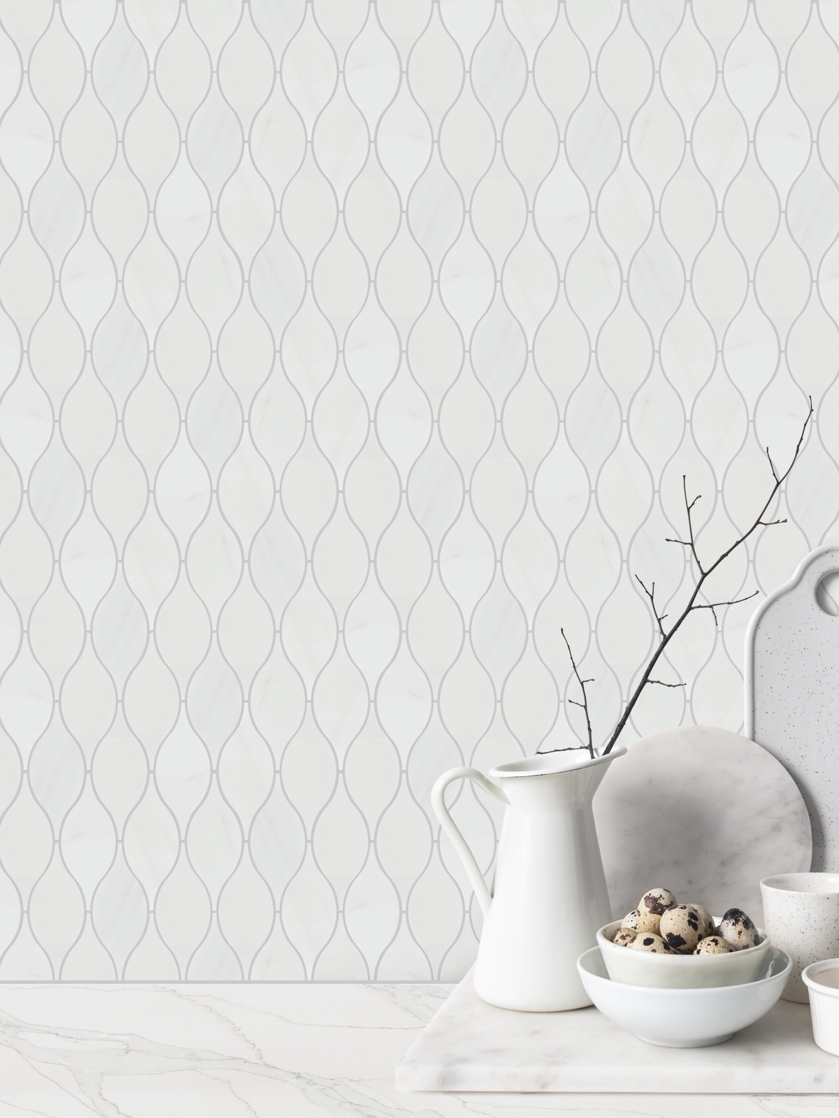 White Marble Oval Backsplash Mosaic Tile BA7003 1