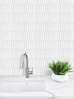 White Marble Small Picket Design Backsplash Mosaic Tile BA6302 1