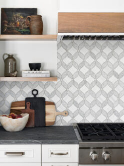 Black Countertop with Marble Backsplash Tile BA6317