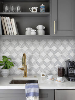 Gray Kitchen Cabinets With Backsplash Tile BA6317