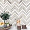 Modern Chevron White Gray Brown Marble Mosaic Backsplash Tile BA6320