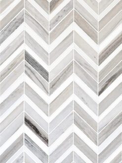 Modern Chevron White Gray Brown Marble Mosaic Backsplash Tile BA6320 4